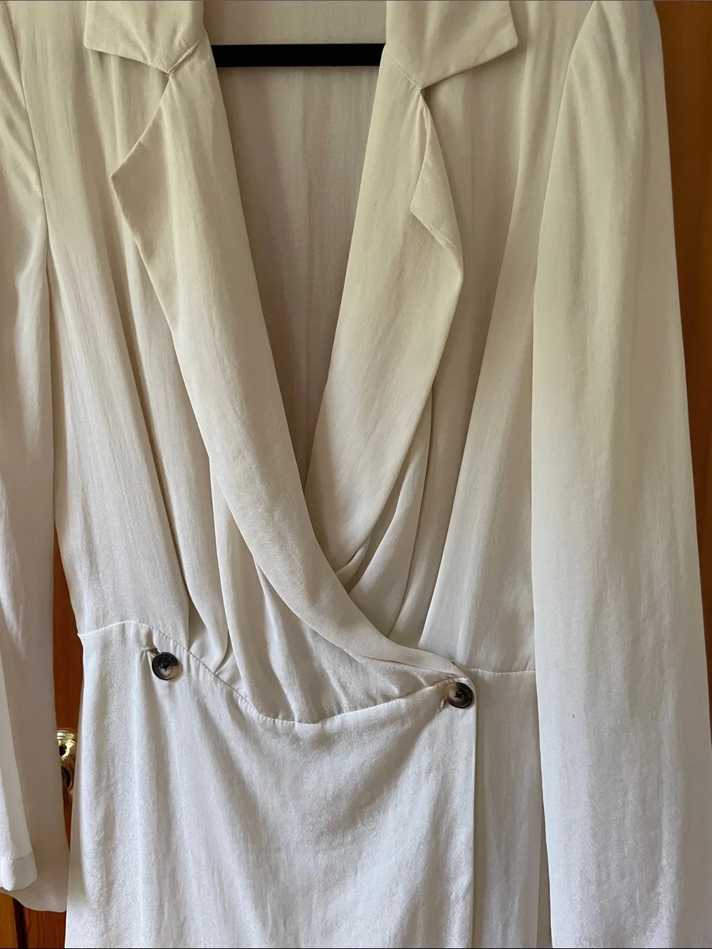 Free People Simone dress - Cream Draped Wrap Long Sleeve Mini Dress